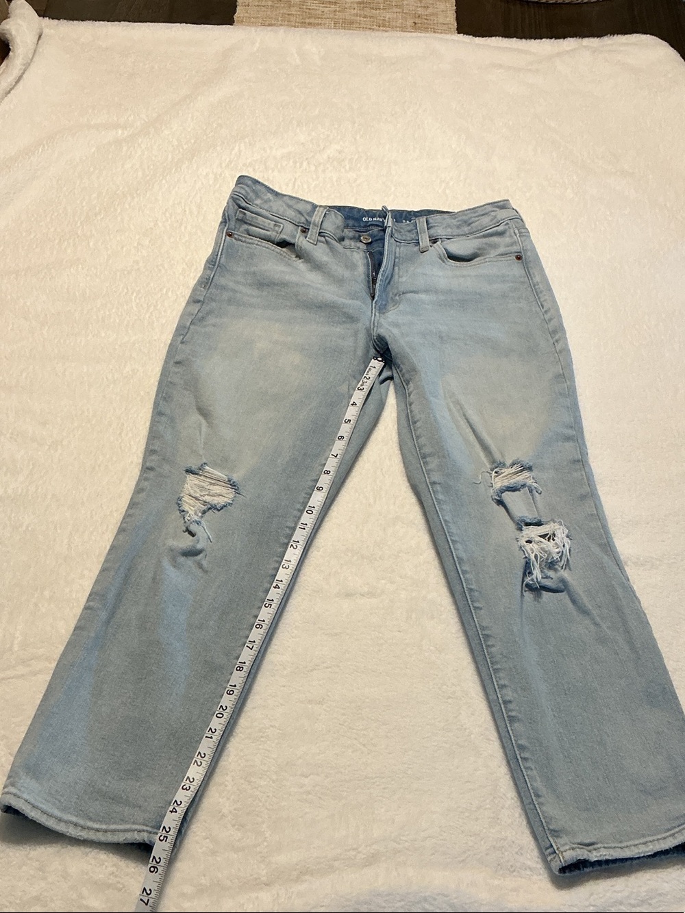 Old Navy Light Blue Distressed Straight Jeans